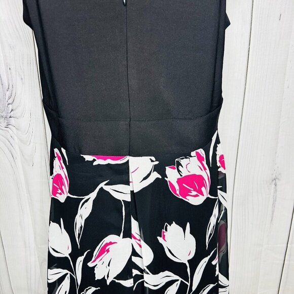 52seven Black Floral Maxi Halter Dress Sz 14 Keyhole Back Sleeveless Stretch - Picture 11 of 12
